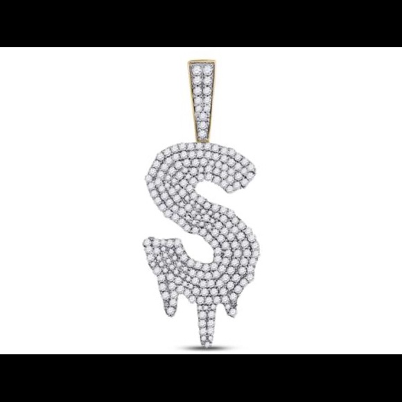 10k Diamond Letter F Bubble Initial Charm 1/2 CTW - Picture 3 of 6